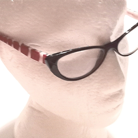 Betsey Johnson Handmade in Japan Cateye Eyeglass Frame Red Black White - Picture 9 of 16